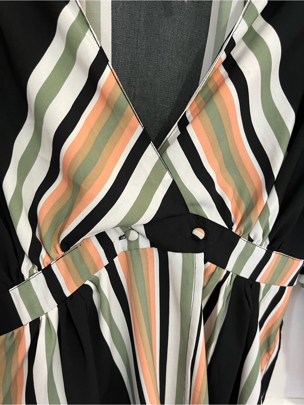 NWT ASOS Black Wrap Midi Dress with Stripes - Picture 4 of 6